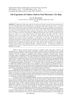 The Experience of Culture Clash in Toni Morrison`s Tar Baby