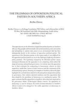 The Dilemmas of Opposition Political Parties in Southern Africa