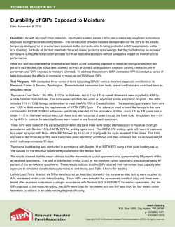 Durability of SIPs Exposed to Moisture