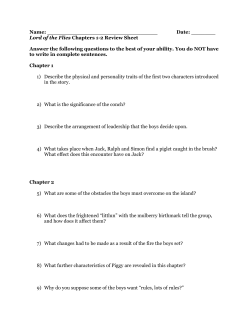 Lord of the Flies Chapters 1-2 Review Sheet Answer the following