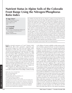 Nutrient Status in Alpine Soils of the Colorado Front Range Using