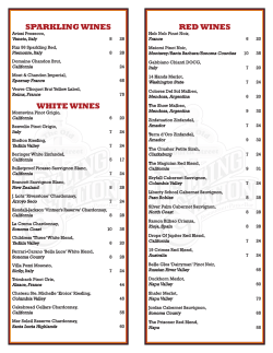 SPARKLING WINES WHITE WINES RED WINES