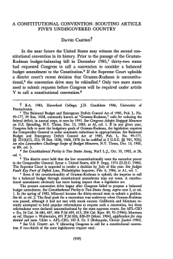 A Constitutional Convention: Scouting Article Five`s Undiscovered