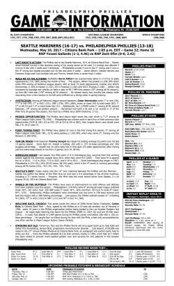 SEATTLE MARINERS (16-17) vs. PHILADELPHIA PHILLIES (13-18)