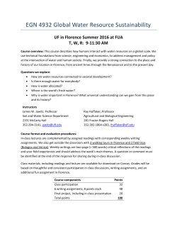 EGN 4932 Global Water Resource Sustainability