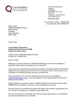 PMS GP draft report letter - DeMontfort Medical Centre