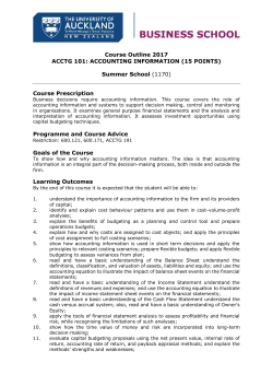 Course Outline 2017 ACCTG 101: ACCOUNTING INFORMATION