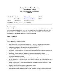Faculty of Science Course Syllabus Department of Biology BIOL