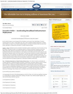 Executive Order -- Accelerating Broadband Infrastructure Deployment