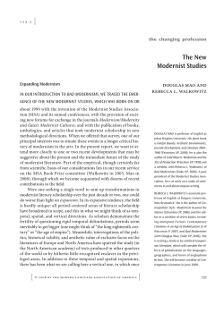 The New Modernist Studies
