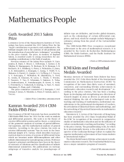 Mathematics People - American Mathematical Society