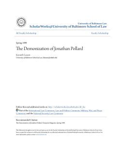 The Demonization of Jonathan Pollard - ScholarWorks
