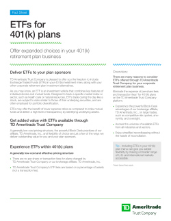 ETFs for 401(k) plans - TD Ameritrade Institutional