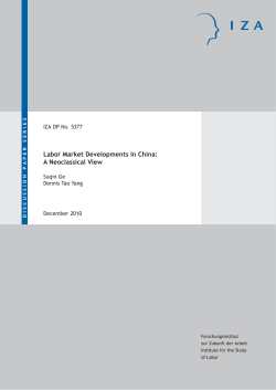 Labor Market Developments in China: A Neoclassical View