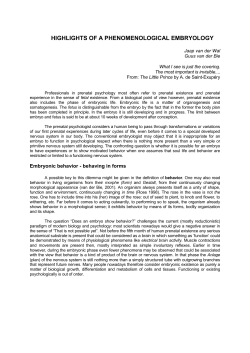 highlights of a phenomenological embryology