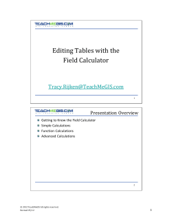 Editing Tables with the Field Calculator