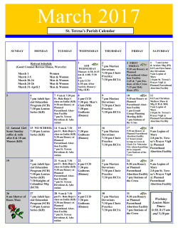St. Teresa`s Parish Calendar