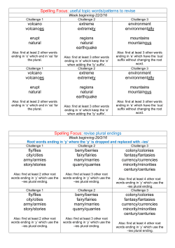 Spelling Focus: revise plural endings fly/flies city/cities army/armies