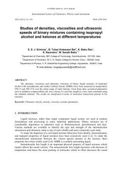 Studies of densities, viscosities and ultrasonic speeds of binary