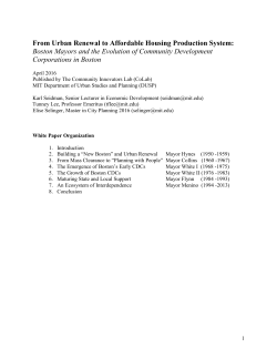 From Urban Renewal to Affordable Housing Production System