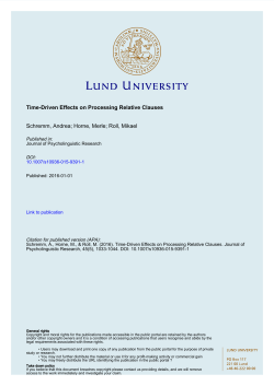 Time-Driven Effects on Processing Relative Clauses