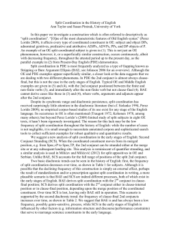 Split Coordination in the History of English Ann Taylor and Susan