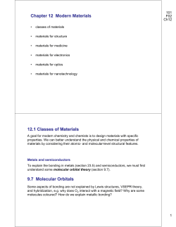 Chapter 12 Modern Materials 12.1 Classes of Materials 9.7