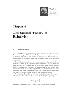 The Special Theory of Relativity