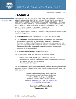Jamaica: Tenth Review Under the Arrangement Under the