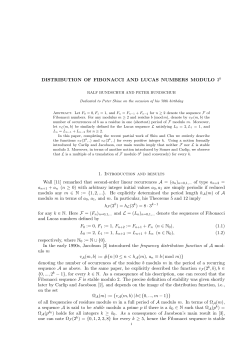 DISTRIBUTION OF FIBONACCI AND LUCAS NUMBERS MODULO