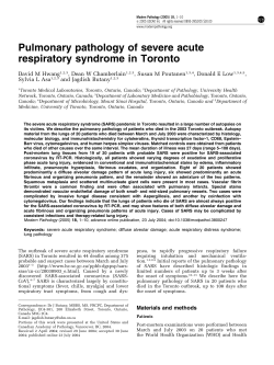 Pulmonary pathology of severe acute respiratory syndrome in Toronto