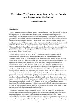 Terrorism, The Olympics and Sports: Recent Events and