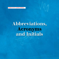 Abbreviations, Acronyms and Initials