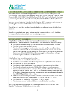 Immunizations and Vaccines Billing and Reimbursement Policy