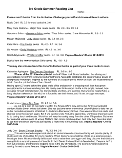 3rd Grade Summer Reading List
