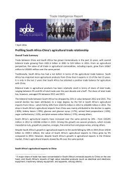 Profiling South Africa-China`s agricultural trade relationship