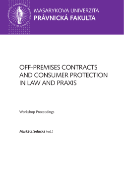 off-premises contracts and consumer protection in law and praxis