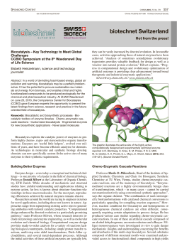 Biocatalysis &Acirc;&OElig; Key Technology to Meet Global