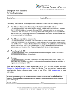 Exemption from Selective Service Registration