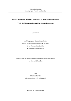Novel Amphiphilic Diblock Copolymers by RAFT