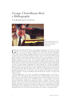 George Chowdharay-Best: a Bibliography