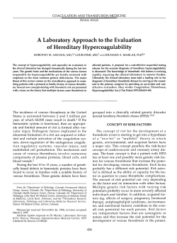 COAGULATION AND TRANSFUSION MEDICINE Review Article A L