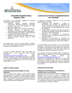Supplier - Gouvernement du Nouveau