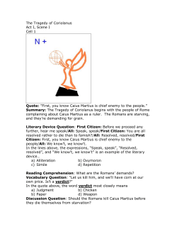 The Tragedy of Coriolanus Act I, Scene I Cell 1