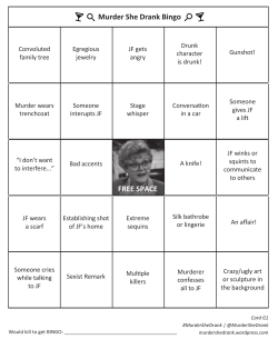 FREE SPACE Murder She Drank Bingo