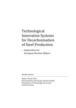 Technological Innovation Systems for Decarbonisation of Steel Pr