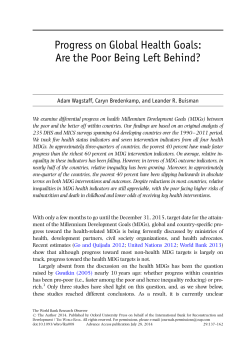 Progress on Global Health Goals: Are the Poor