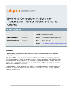 Extending Competition in Electricity Transmission: Tender