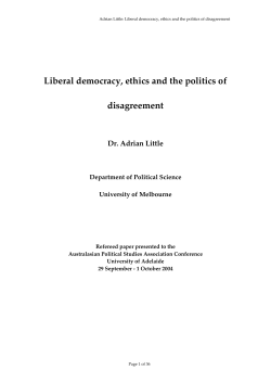 Liberal democracy, ethics and the politics of disagreement