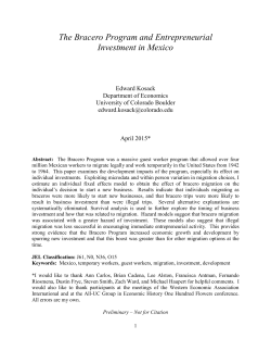 The Bracero Program and Entrepreneurial Investment in Mexico